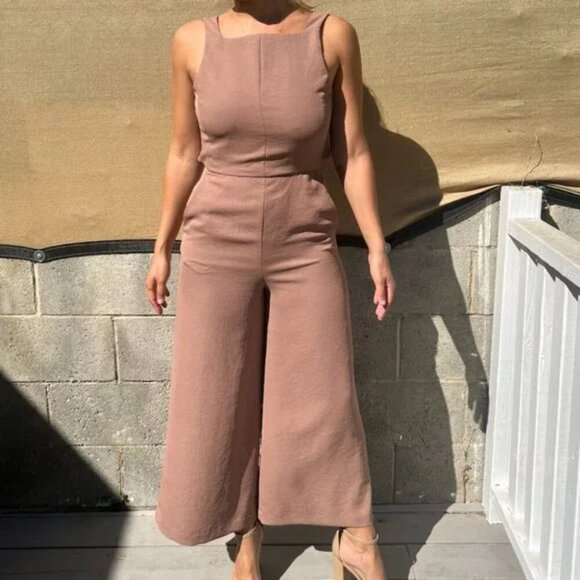 Aritzia Wilfred Ecoulement Jumpsuit Tie Back Nutmeg Brown Size 00 - Picture 3 of 11